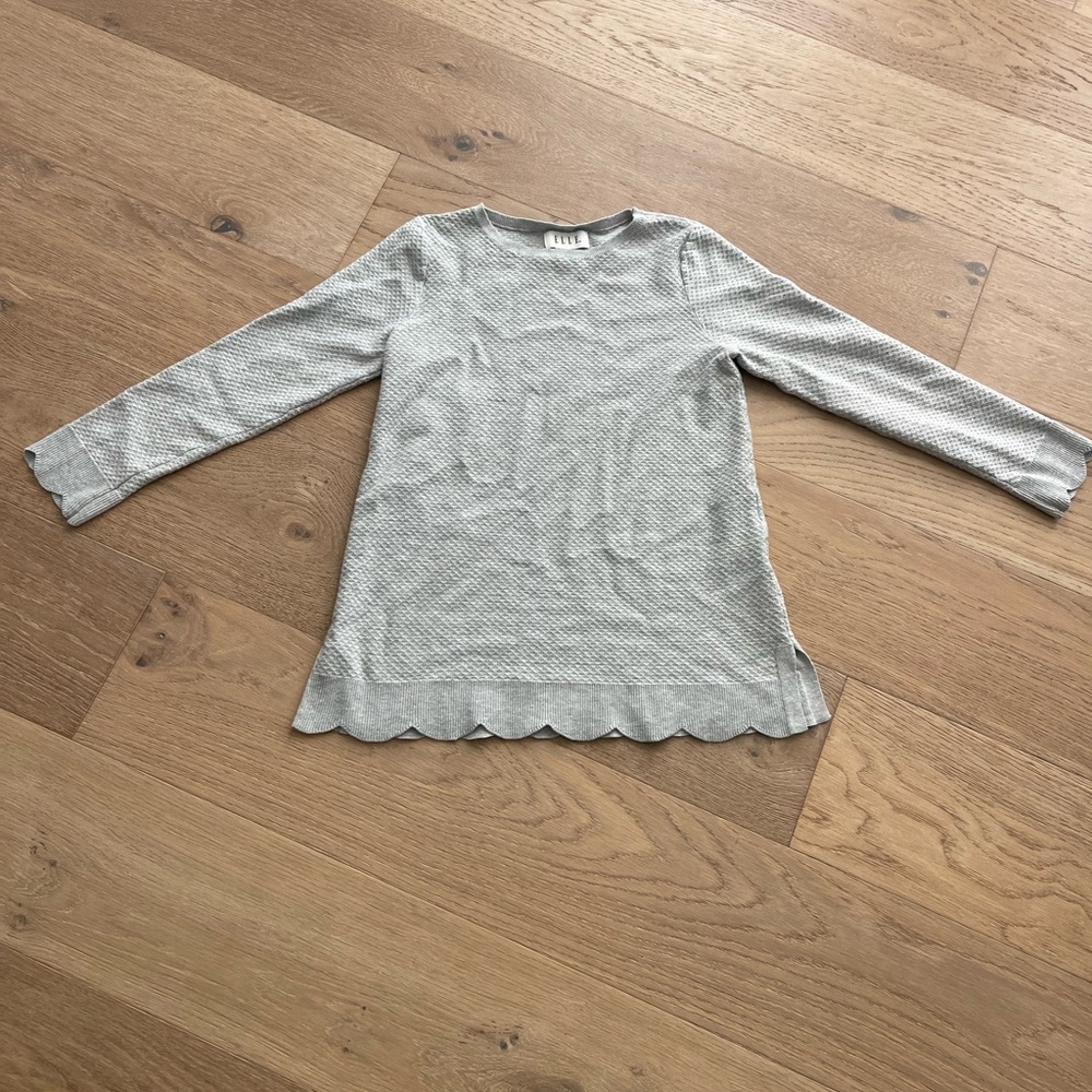 Elle Light Gray Textured Knit Top